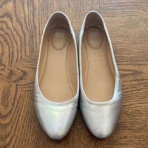 Iridescent Silver Ballet Flats